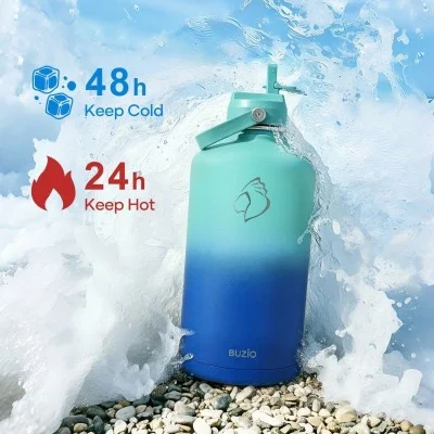 Buzio Duet Series Gallon Bottle with 2 Lids and Sleeve 3.8L - Caribbean Blue